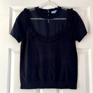 Draper James Navy Mesh Sweater Top